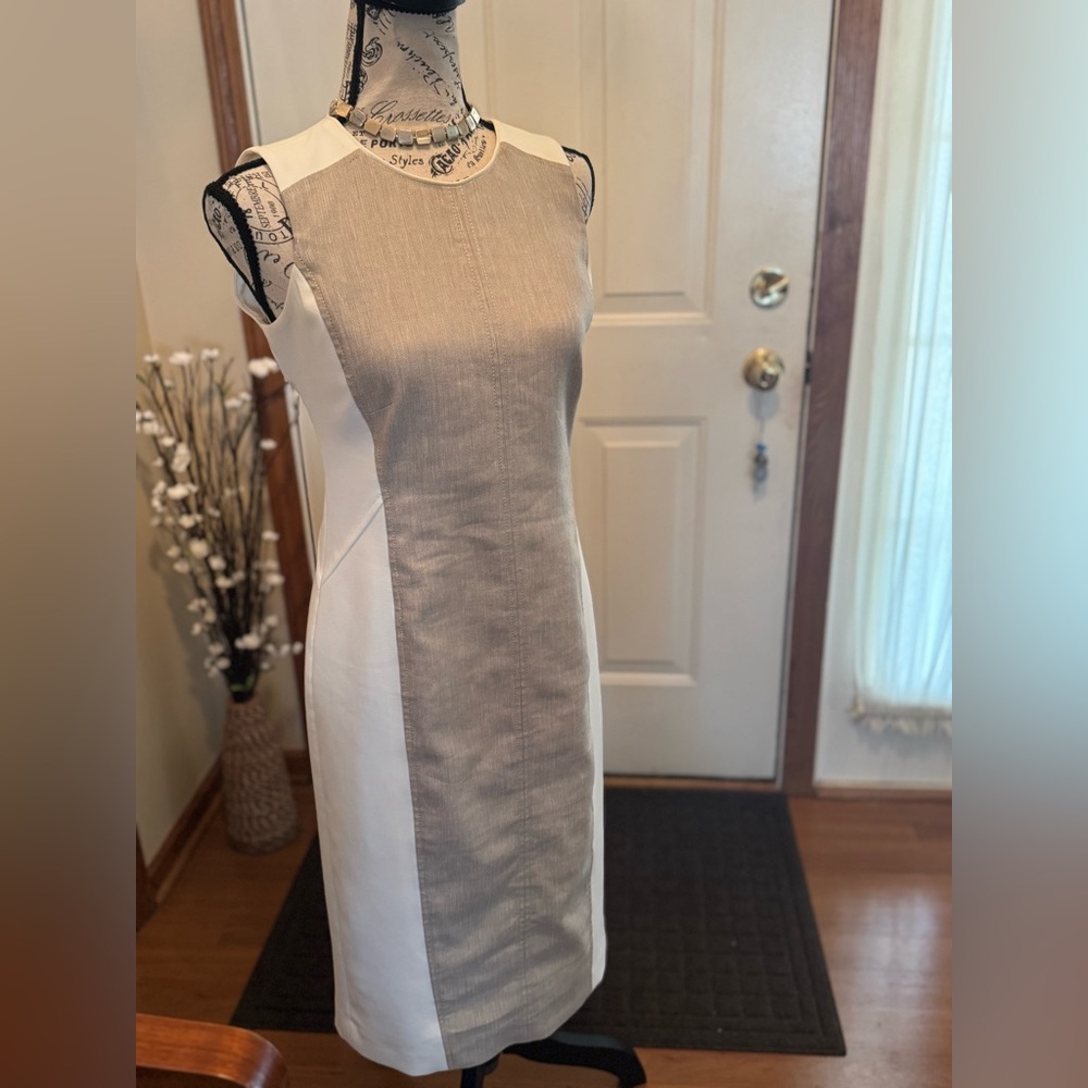 WHBM Tan and White Dress size 4 - Picture 3 of 13